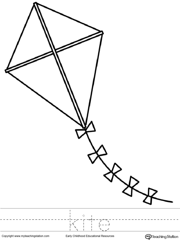 Color The Kite and Trace The Name Coloring Page | PDF