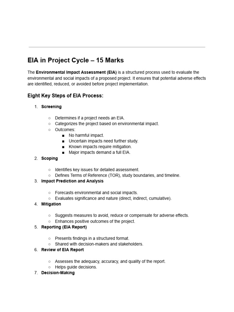 EIA Process and Project Categorization | PDF | Environmental Impact ...
