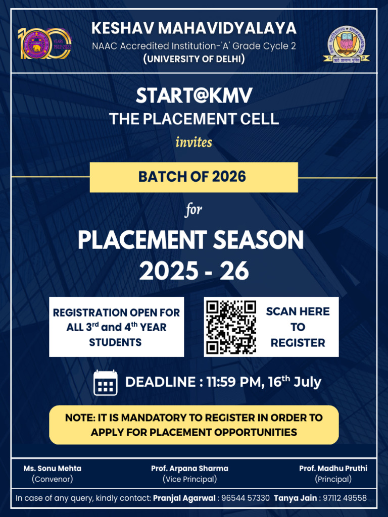 Registration For Placement Season 2025-26 | PDF