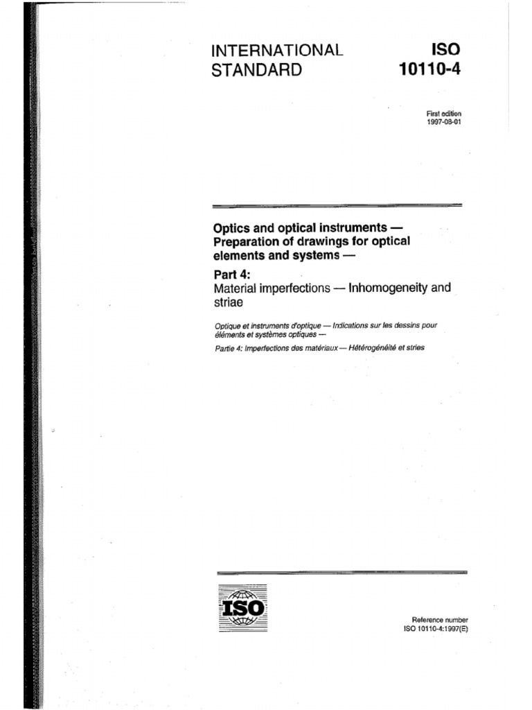 ISO 10110-4 - Material Imperfections - Inhomogeneity and Striae | PDF