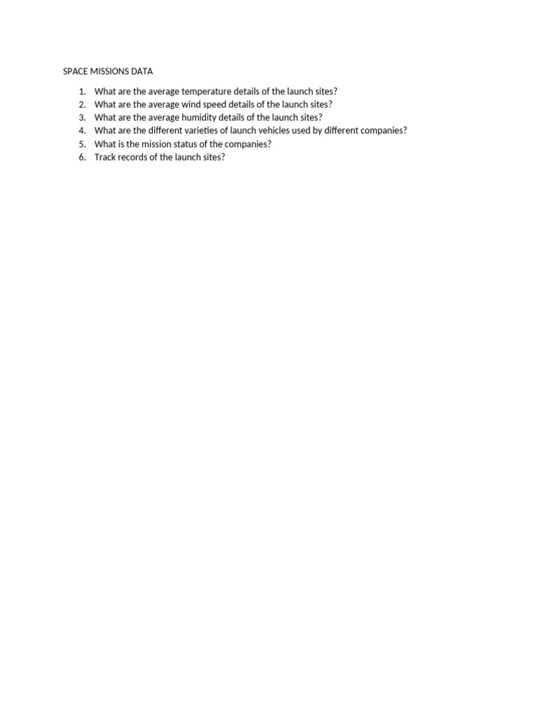 Space Mission Questions | PDF
