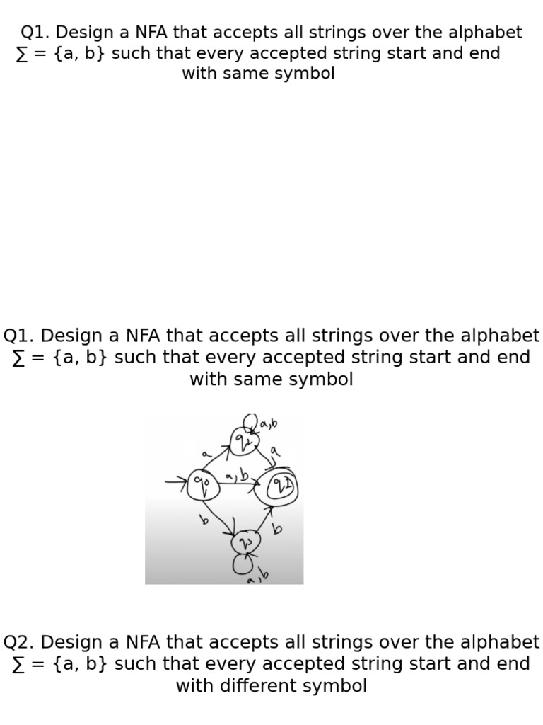 NFA Design Problems and Solutions | PDF