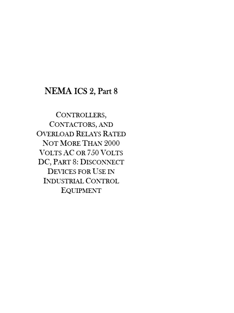 NEMA ICS 2 Part 8: Disconnect Devices | PDF | Fuse (Electrical) | Switch