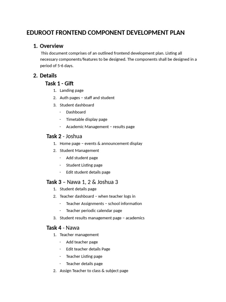 Eduroot Frontend Component Development Plan | PDF