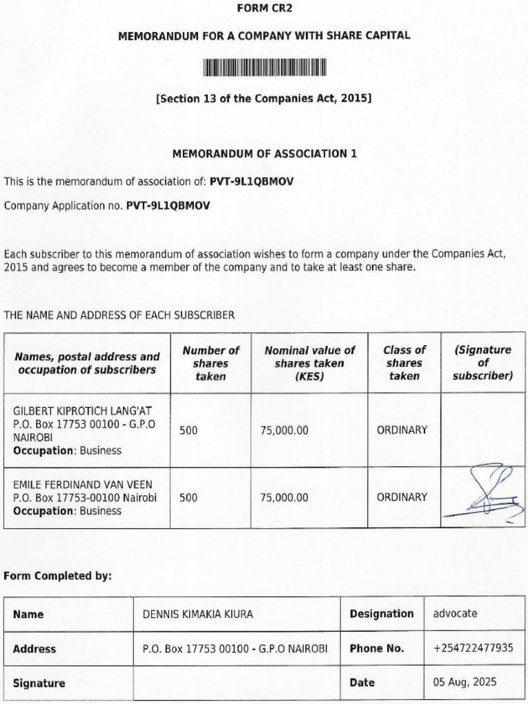 Signed Form 0001 | PDF