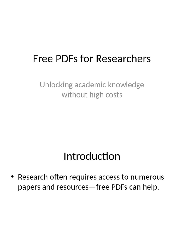 Free PDFs For Researchers | PDF