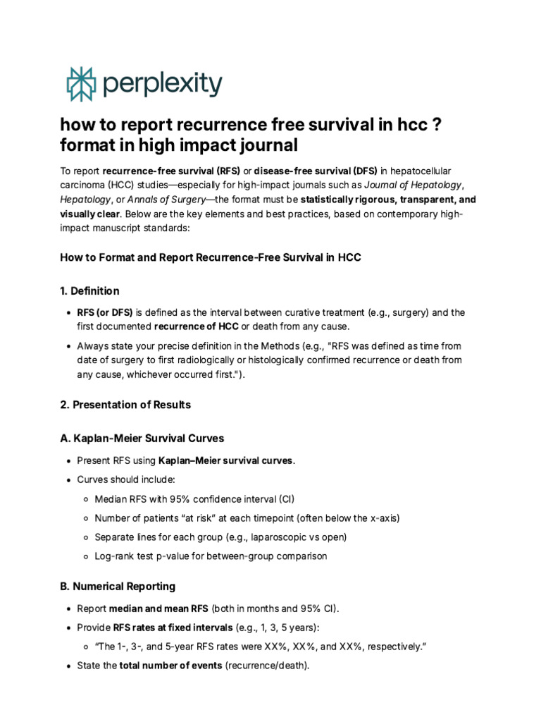 Reporting RFS and DFS in HCC Studies | PDF | Data Analysis | Applied ...
