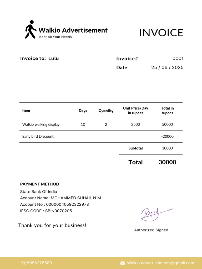Walkio Lulu Invoice | PDF