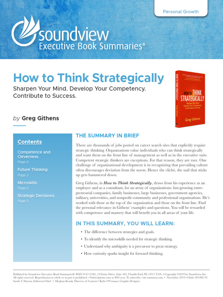 Mastering Strategic Thinking Skills | PDF | Thought | New Product ...