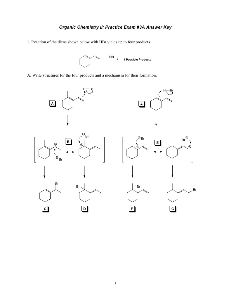 Organic Chemistry Ii Practice Exam 3a Answer Key Pdf Chemical