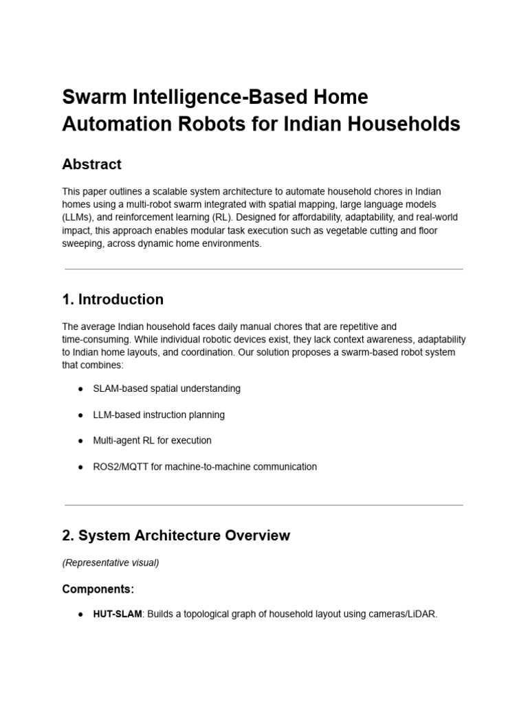 Swarm Robotics for Indian Home Automation | PDF | Robot | Robotics