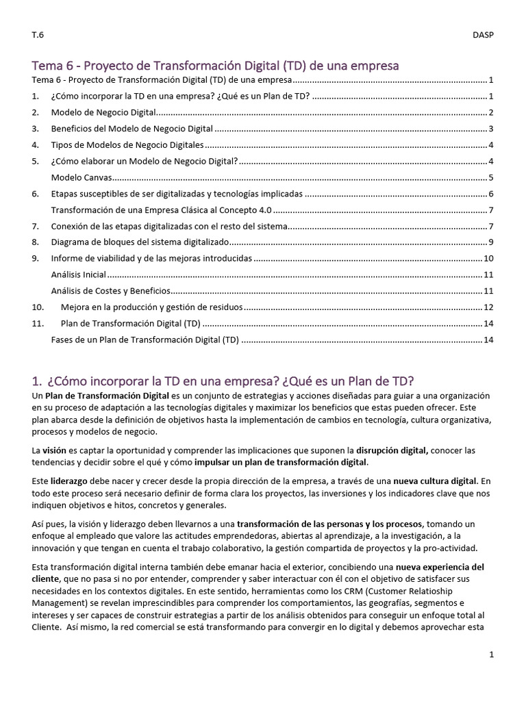 Proyecto de Transformación Digital Empresarial | PDF | Internet de las ...
