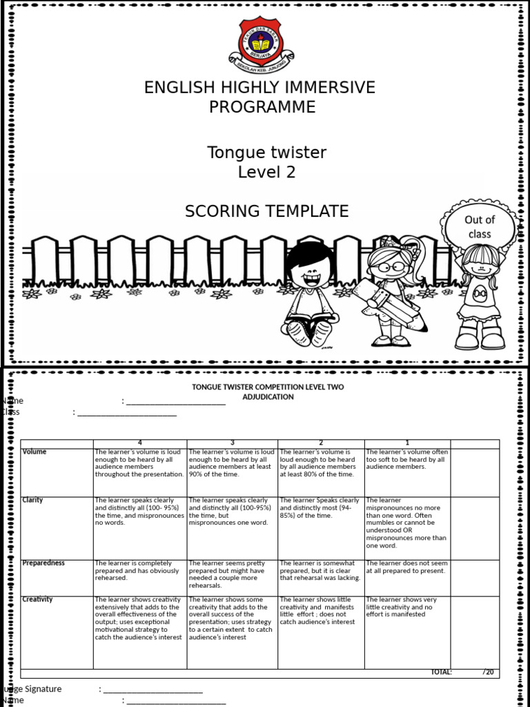 Level 2 Tongue Twister Scoring Guide | PDF | Cognition | Learning