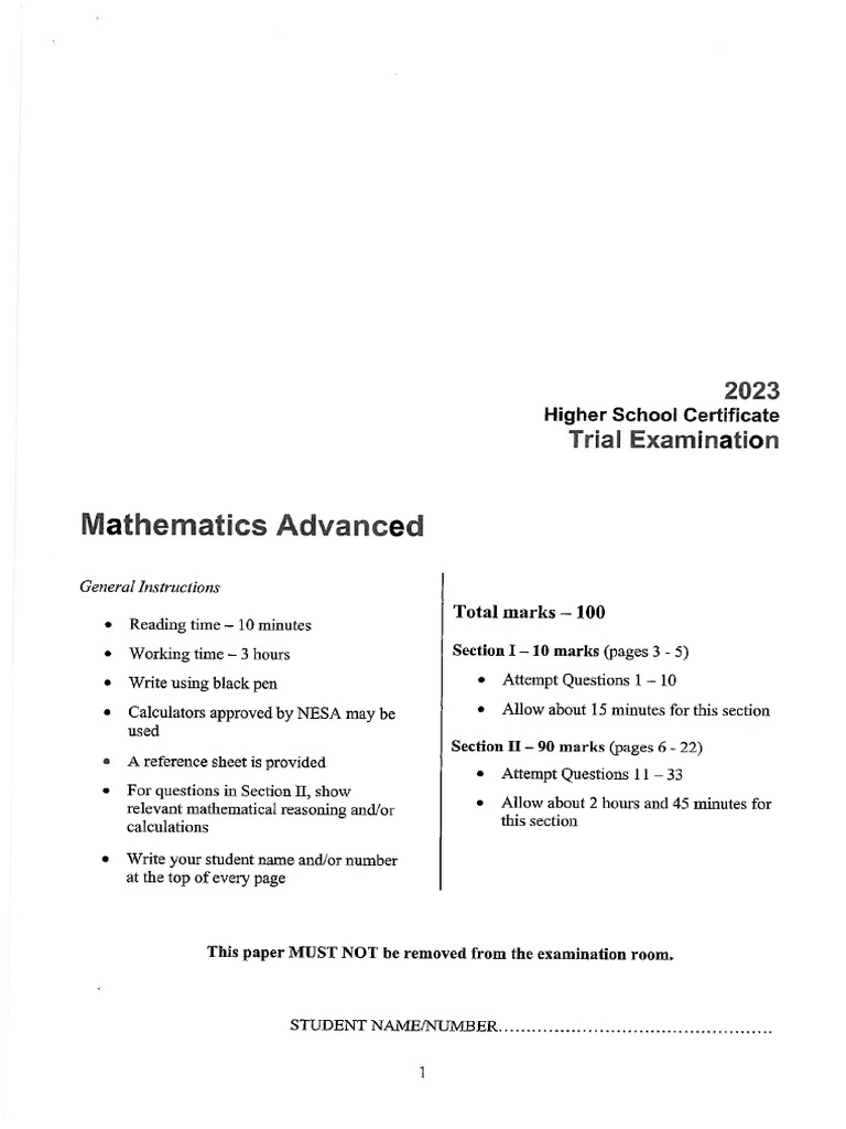 Maths Advanced 2U 2023 INDEPENDENT | PDF