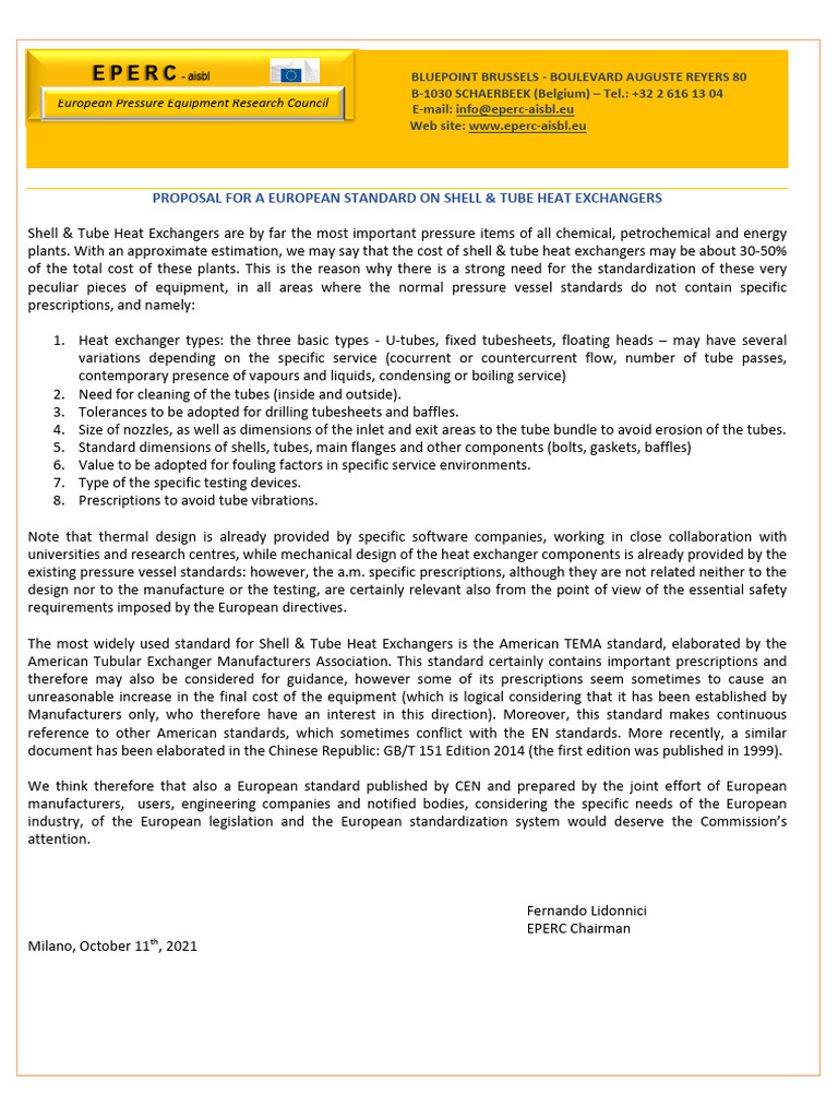 Heat Exchanger Standardization Proposal | PDF | Heat Exchanger ...