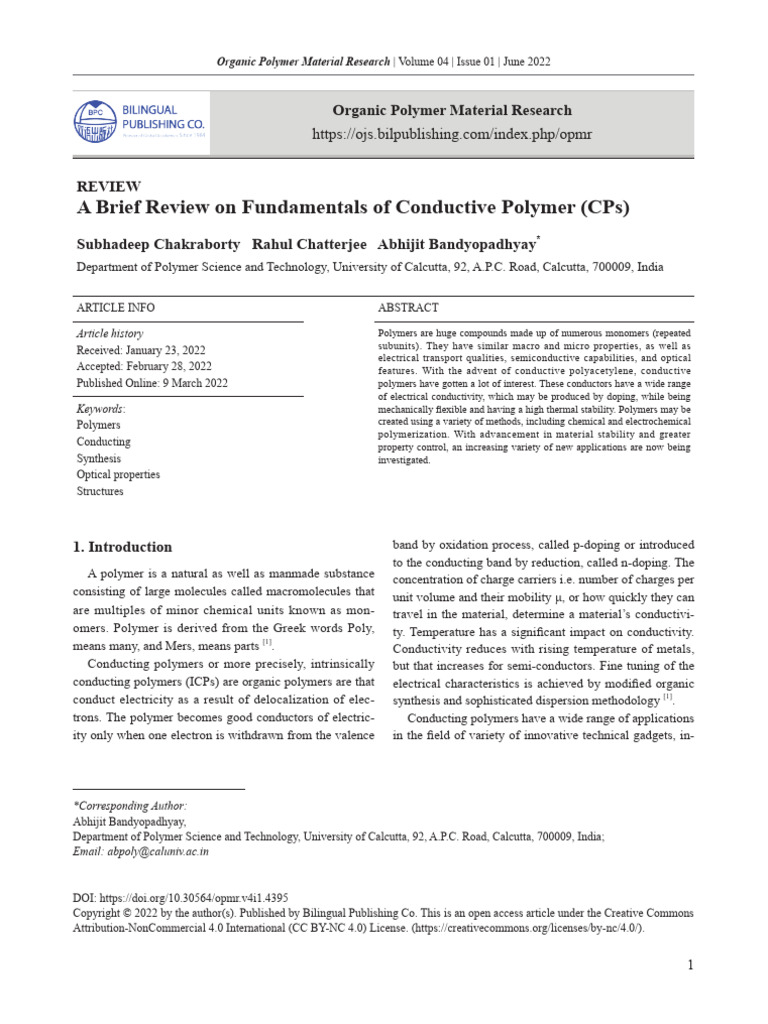 Conductive Polymer Fundamentals Review | PDF | Electrical Resistivity ...