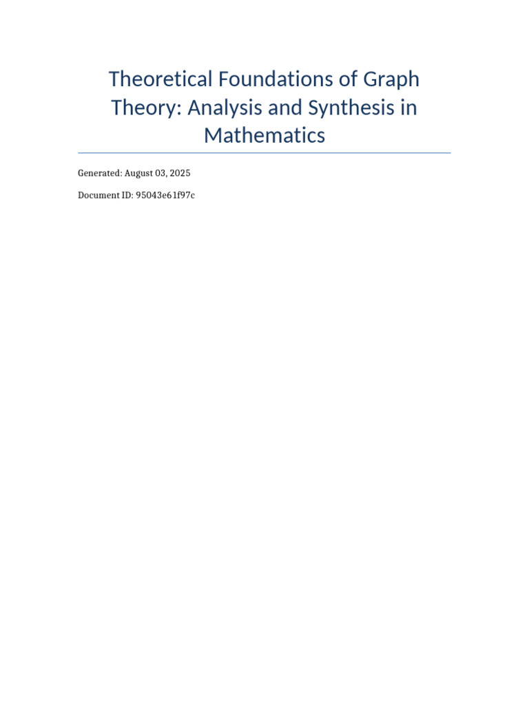 Graph Theory: Insights and Applications | PDF | Methodology | Theory