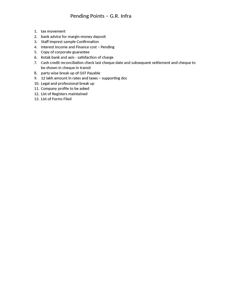 Pending Points | PDF