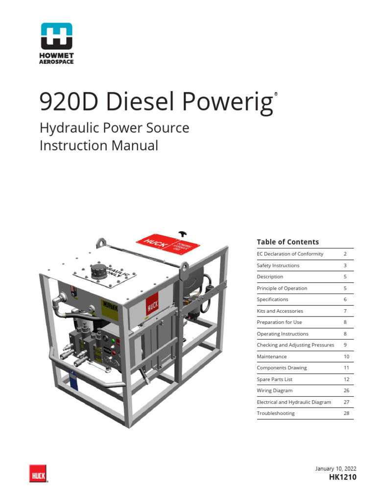 920D Diesel Powerig Instruction Manual | PDF | Occupational Safety And ...