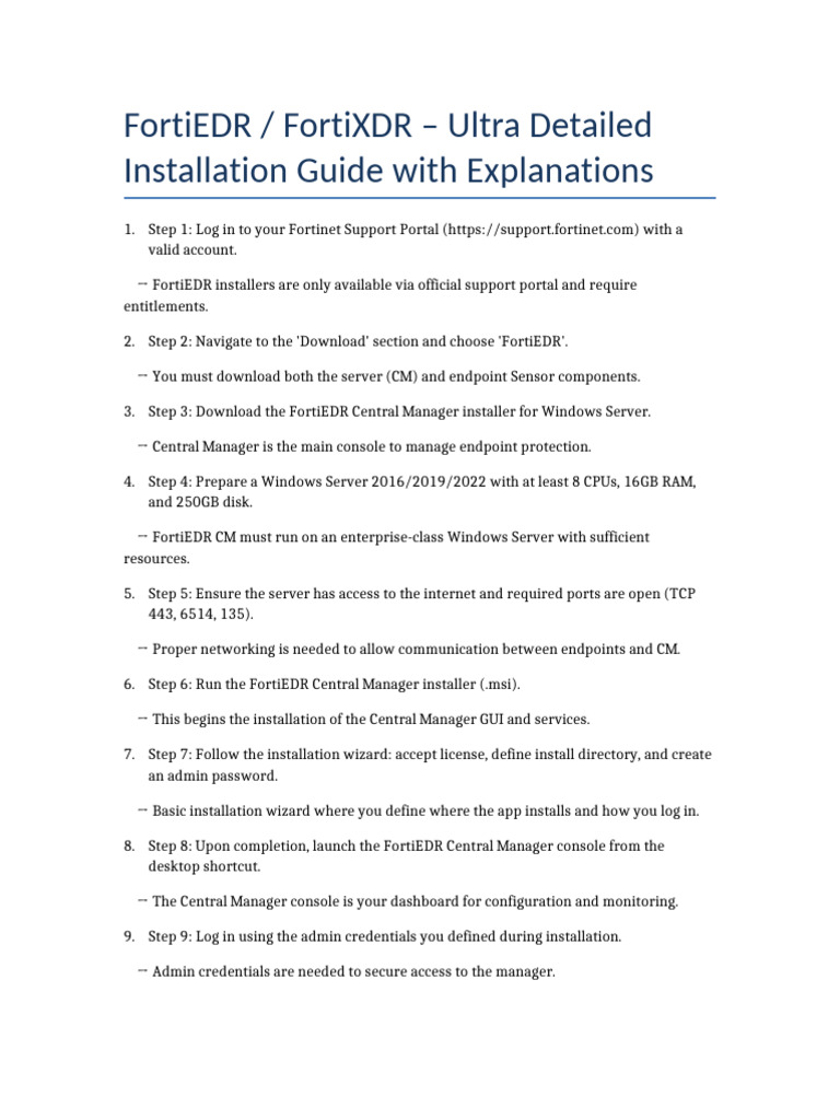 FortiEDR XDR Ultra Detailed Installation Explained | PDF | Command Line ...