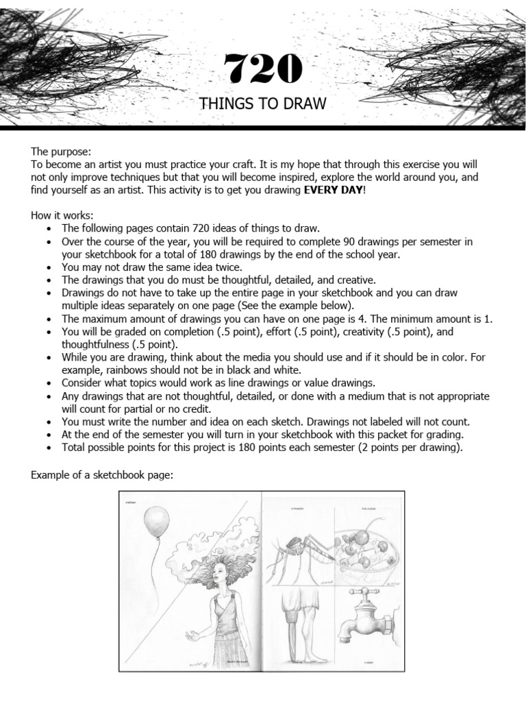 720 Daily Drawing Ideas | PDF | Drawing
