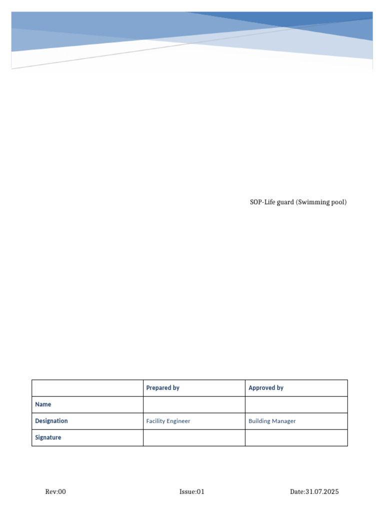 Lifeguard SOP for Dubai Swimming Pools | PDF | Safety