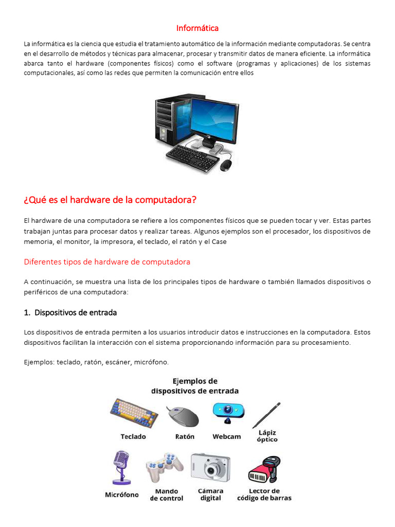 Clase Partes Del Computador | PDF | Hardware de la computadora | Periférico