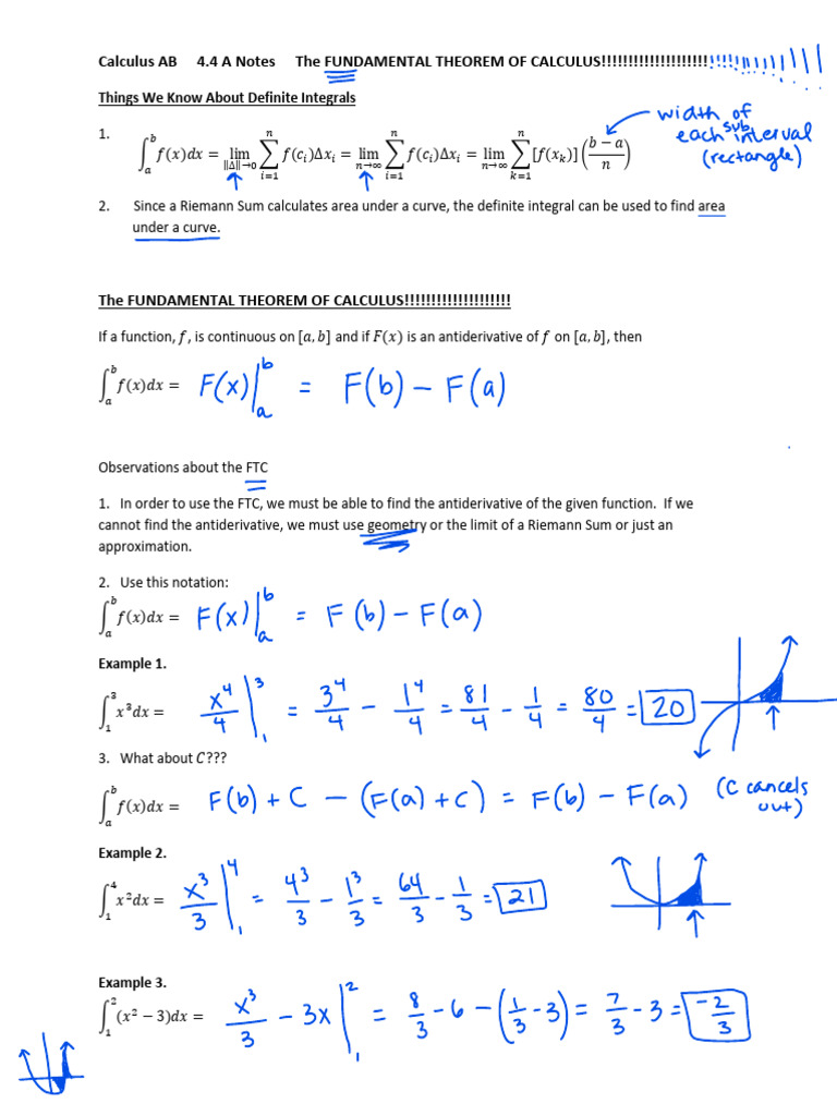 FTC and Definite Integrals Explained | PDF