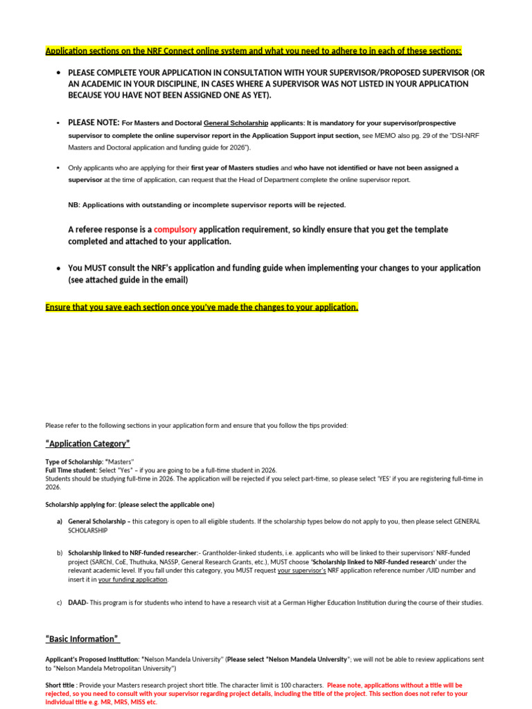 NRF Masters Application Guidelines 2026 | PDF | Academic Degree ...