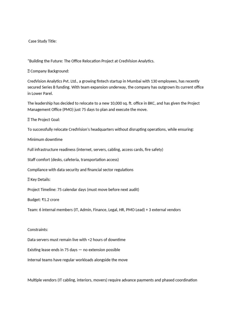 CredVision Office Relocation Case Study | PDF