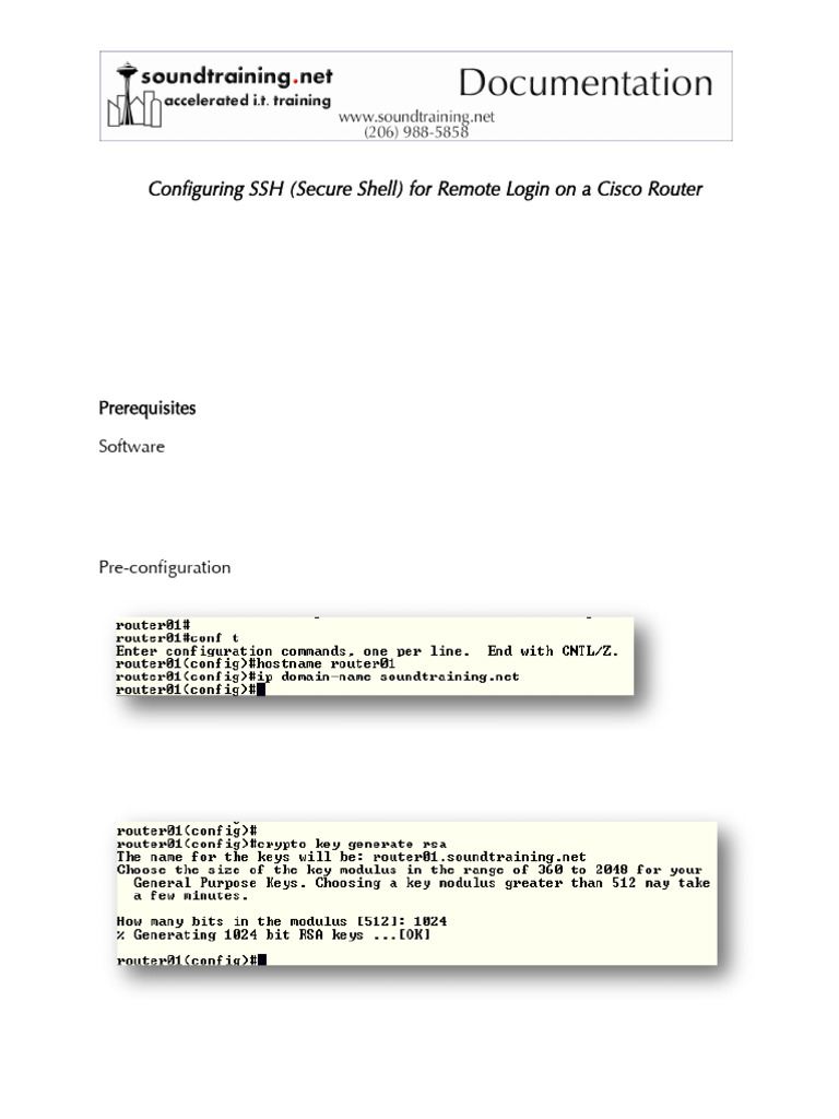 Configuring SSH On A Router | PDF | Secure Shell | Software