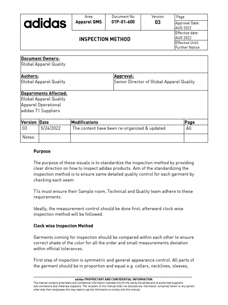 Clockwise Inspection Method for Garments | PDF | Clothing | Information