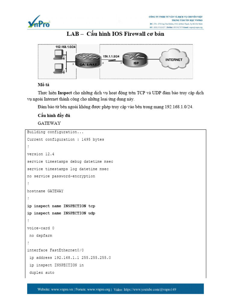 LAB cấu hình IOS Firewall cơ bản | PDF