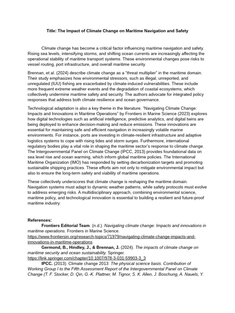 Research Topic BS Maritime EDucation | PDF | Climate Change | Climate ...