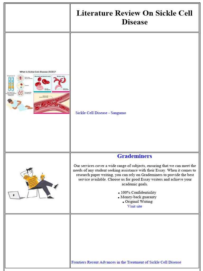 Literature Review On Sickle Cell Disease | PDF | Anemia | Hemoglobin