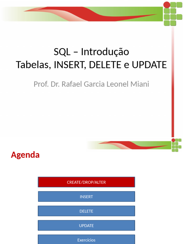 Introdução ao SQL e Matriz CRUD | PDF | SQL | Tabela (banco de dados)
