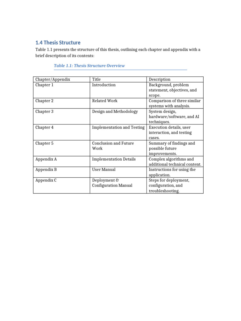 Thesis Structure Overview and Details | PDF