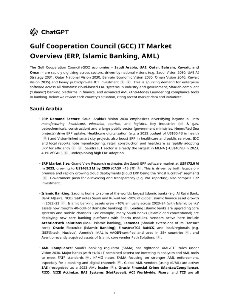 GCC ERP and Banking Software Market Insights | PDF | Gulf Cooperation ...