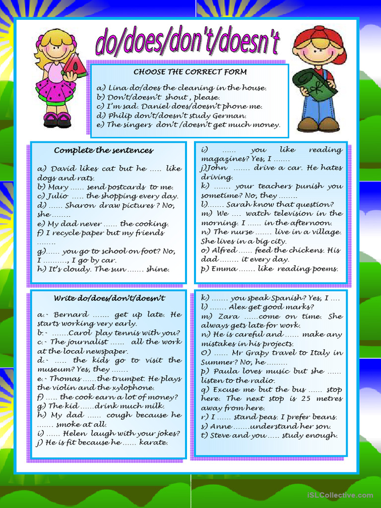 Do/Does Don't/Doesn't Exercises PDF | PDF