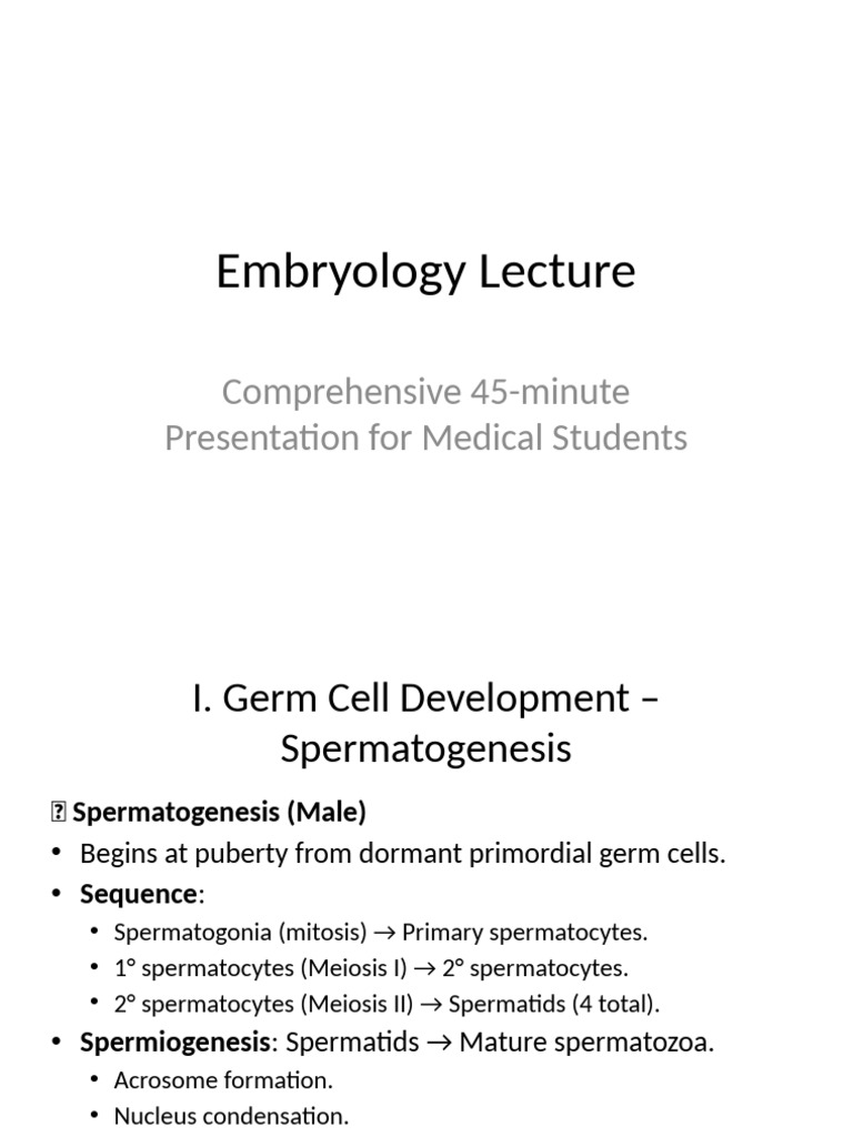 Embryology: Germ Cell Development & Fertilization | PDF | Meiosis ...