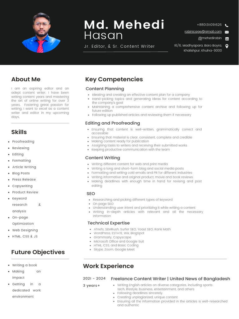 Aspiring Content Writer & Editor Profile | PDF | Search Engine ...
