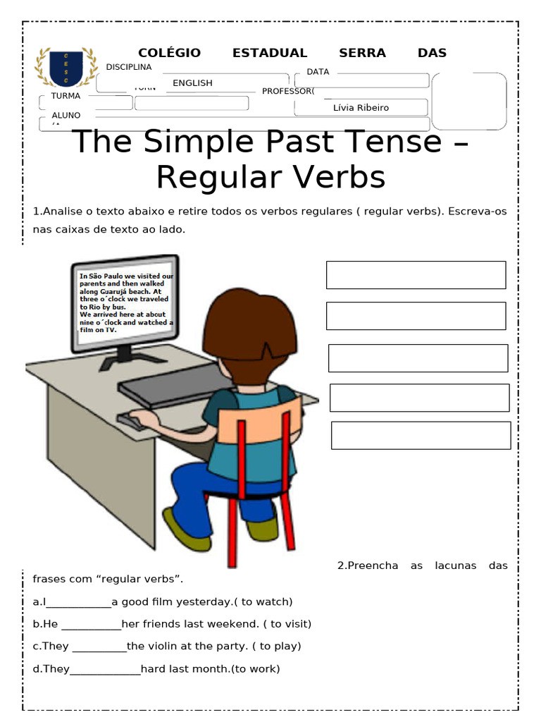 Simple Past Regular Verbs Exercises | PDF | Semantics | Language Mechanics