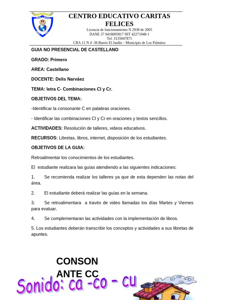 Guía de Castellano: Combinaciones Cl y Cr | PDF