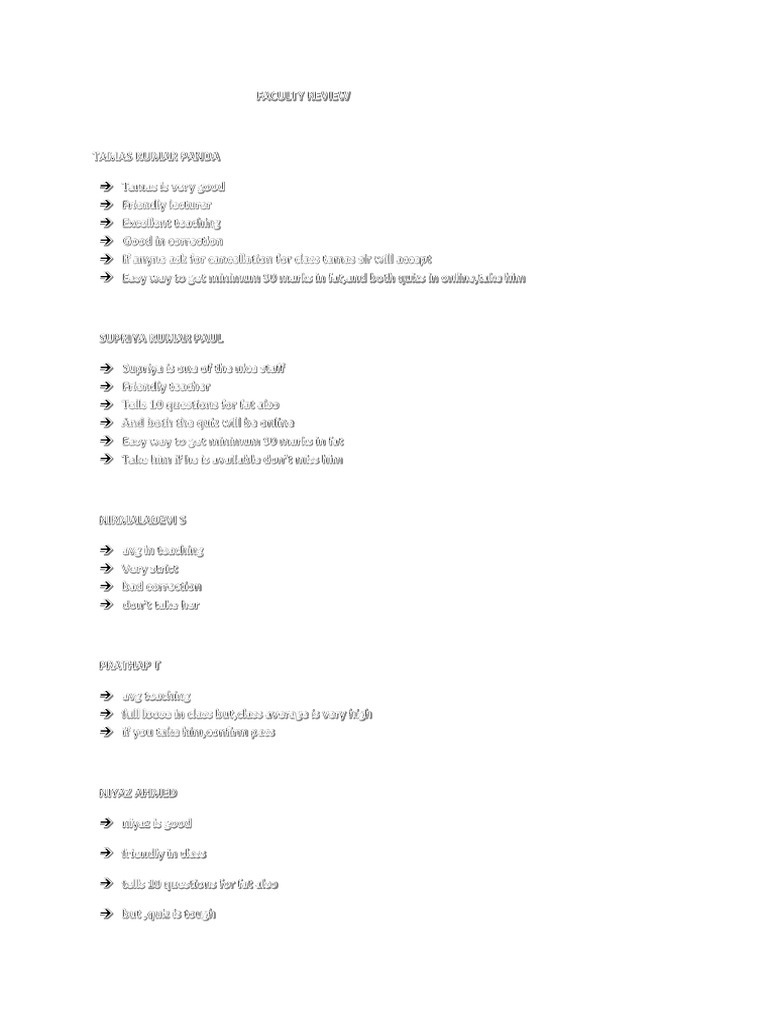 Faculty Review 1 | PDF