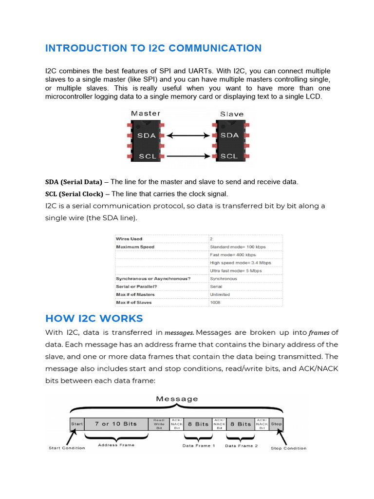 I2C Multi-Master and Multi-Slave Overview | PDF | Communications ...