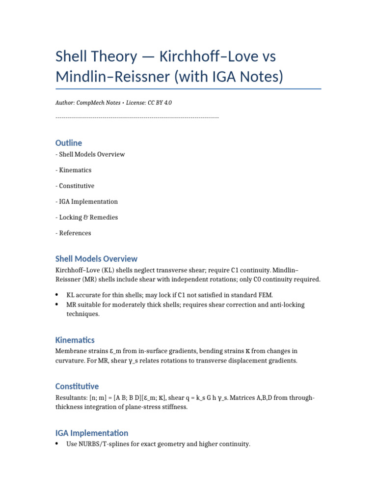 IGA Shell Theory: Kirchhoff vs Mindlin | PDF