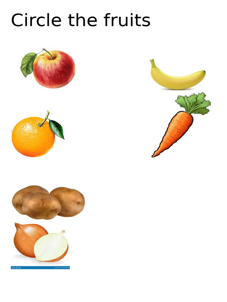 Circle the Fruits and Vegetables Worksheet | PDF