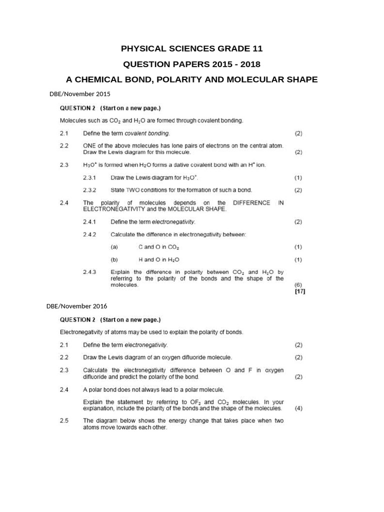 Grade 11 Physical Sciences Question Papers | PDF