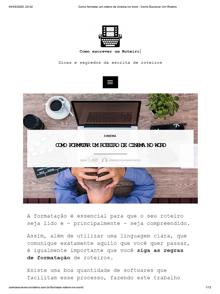 Formatação de Roteiro no Word | PDF | Roteiro | Programas