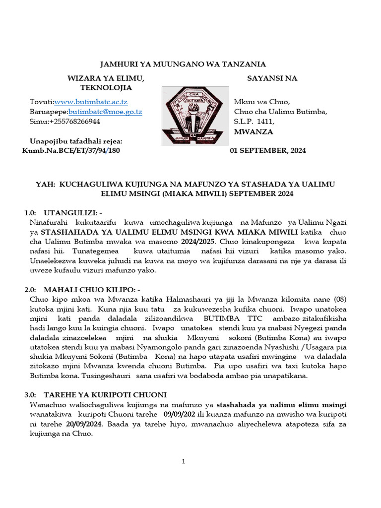 Butimba TC2 - 0 | PDF
